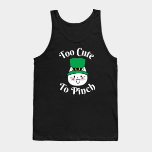 Too Cute To Pinch Cat Lover Funny St Patricks Day Tank Top